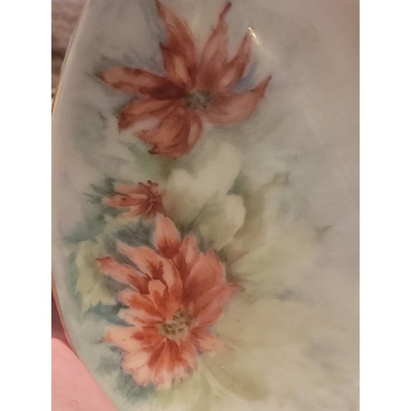 Handpainted And Signed J. Kirby 1967 Limoges Dresser Tray Charger Poinsettia - Picture 5 of 10